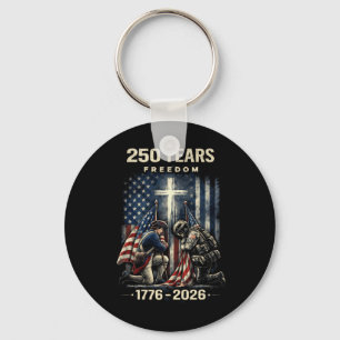 250 Years Christian Cross And Usa Flag 1776 2026 F Key Ring