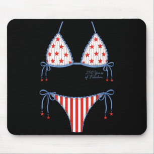 250 Years Cute July 4th Patriotic Bikini Meme Mouse Mat
