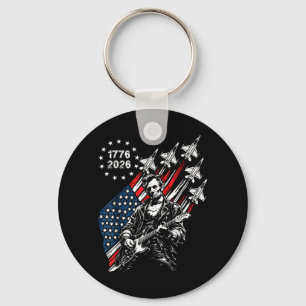250 Years Fighter Jets Flag Abe Lincoln Playing Key Ring