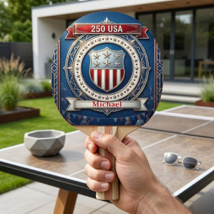 250 Years Freedom American Emblem Red Blue White Ping Pong Paddle