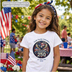 250 Years Freedom Anniversary Patriotic Kids T-Shirt
