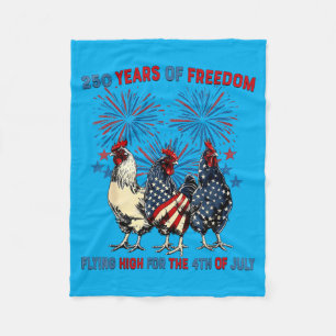 250 Years Funny Chickens Flying High Fireworks 4th Fleece Blanket