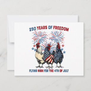 250 Years Funny Chickens Flying High Fireworks 4th Save The Date