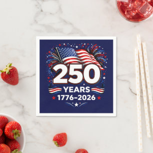250 Years Independence Patriotic Fireworks Blue Napkin