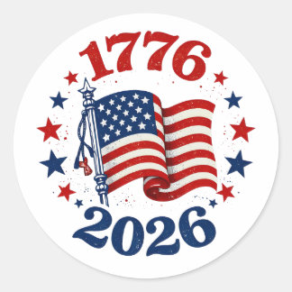 250 Years of American Independence Patriotic Flag Classic Round Sticker