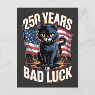 250 Years of Bad Luck Black Cat Art Postcard