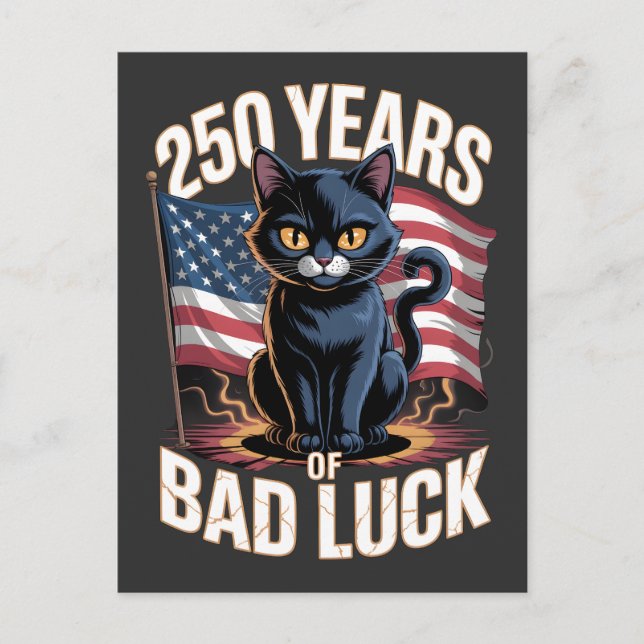 250 Years of Bad Luck Black Cat Art Postcard (Front)