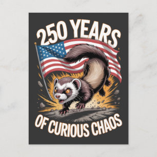 250 Years of Curious Chaos Ferret Art Postcard