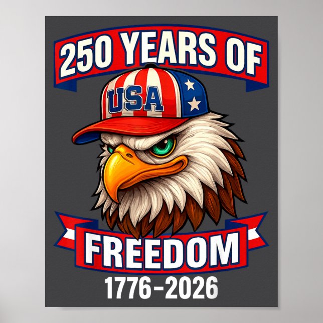 250 Years Of Dom 1776 2026 Bald Eagle 250th Birthd Poster (Front)