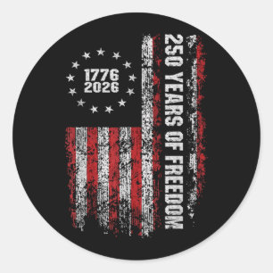 250 Years of dom America 1776 2026 Flag Classic Round Sticker