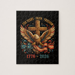 250 Years of Faith and Freedom Patriotic Eagle Jigsaw Puzzle