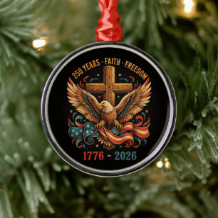 250 Years of Faith and Freedom Patriotic Eagle Metal Tree Decoration