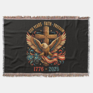 250 Years of Faith and Freedom Patriotic Eagle Throw Blanket