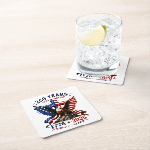 250 Years of Faith and Freedom Square Paper Coaster