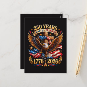 250 Years of Faith Freedom Eagle Patriotic Holiday Postcard