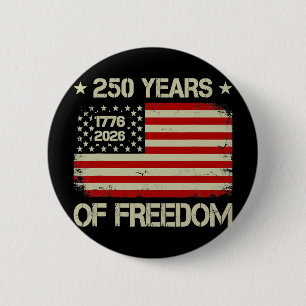 250 Years Of Freedom 1776 2026 American Flag 4 Jul 6 Cm Round Badge