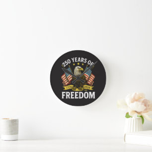 250 Years of Freedom 1776 2026 Bald Eagle Round Clock