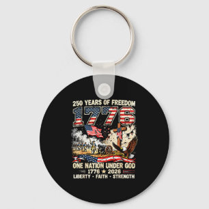 250 years of freedom 1776 one nation under god usa key ring
