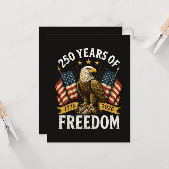 250 Years of Freedom Bald Eagle Invitation (Front/Back In Situ)