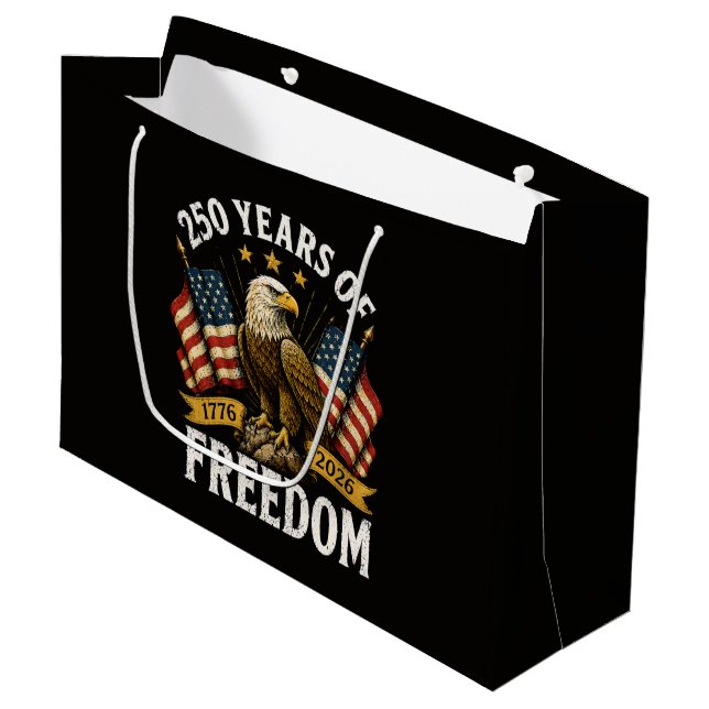 250 Years of Freedom Bald Eagle Large Gift Bag (Front Angled)