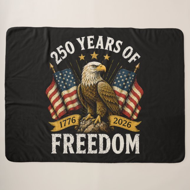 250 Years of Freedom Bald Eagle Sherpa Blanket (Front (Horizontal))