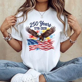 250 Years of Freedom Eagle USA Flag Watercolor  T-Shirt