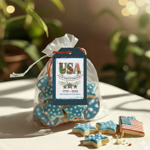 250 Years of Freedom Elegant Patriotic Black Guest Gift Tags
