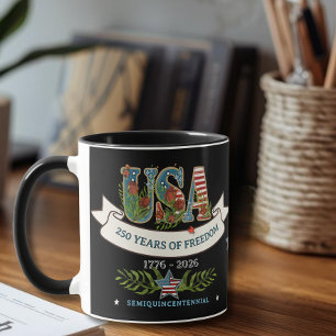 250 Years of Freedom Elegant Patriotic Black Mug