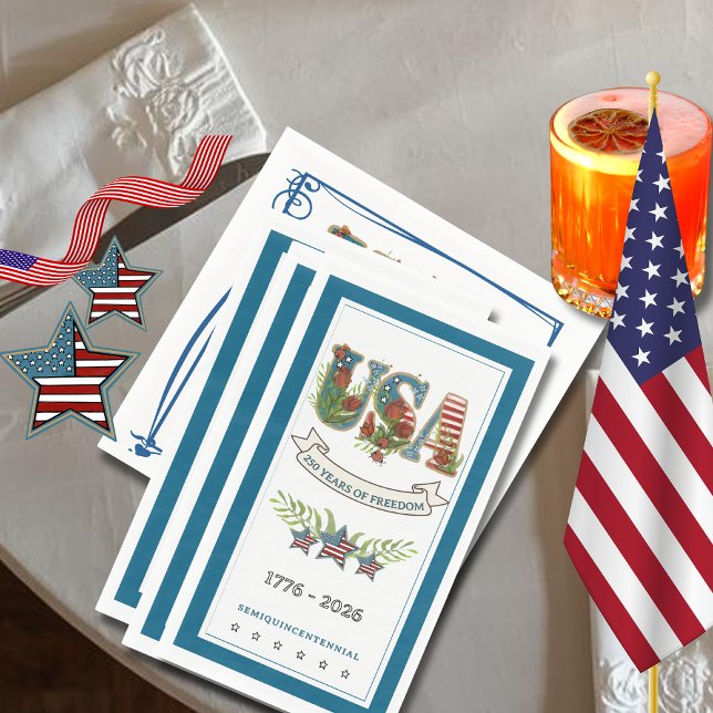 250 Years of Freedom Elegant Patriotic  Napkin (250 Years of Freedom Elegant Patriotic Paper Guest Paper Guest Towels)