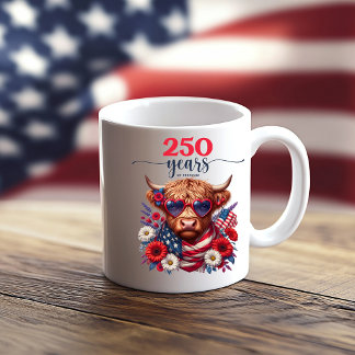 250 Years of Freedom Floral Cow Coffee Mug