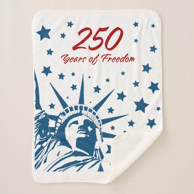 250 Years of Freedom Happy Birthday USA Patriotic  Sherpa Blanket (Front)