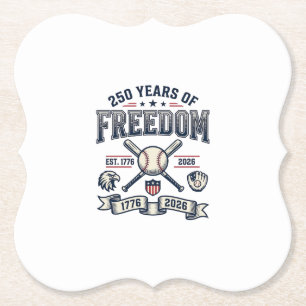 250 Years of Freedom Patriotic Baseball Design_1 Paper Coaster