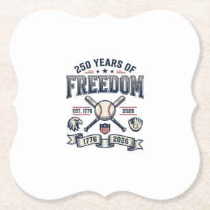 250 Years of Freedom Patriotic Baseball Design_1 Paper Coaster