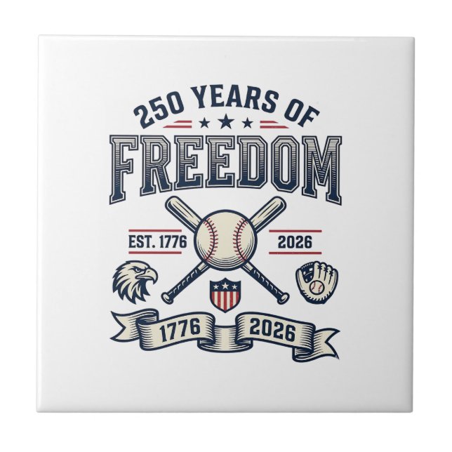250 Years of Freedom Patriotic Baseball Design_1 Tile (Front)