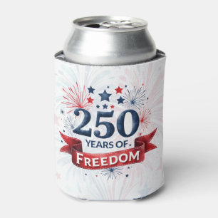 250 Years of Freedom Patriotic Fireworks Art Can Cooler