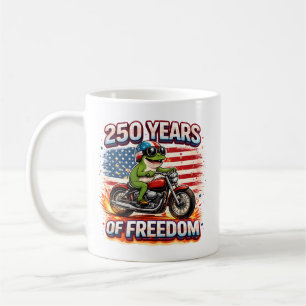250 Years Of Freedom Patriotic Frog Biker USA Coffee Mug