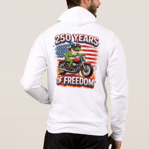 250 Years Of Freedom Patriotic Frog Biker USA Hoodie