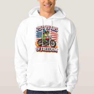 250 Years Of Freedom Patriotic Frog Biker USA Hoodie