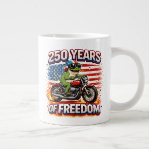 250 Years Of Freedom Patriotic Frog Biker USA Large Coffee Mug