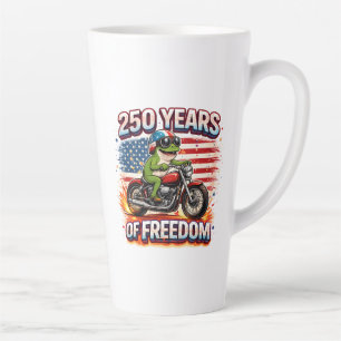 250 Years Of Freedom Patriotic Frog Biker USA Latte Mug