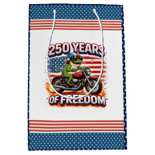 250 Years Of Freedom Patriotic Frog Biker USA Medium Gift Bag