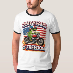 250 Years Of Freedom Patriotic Frog Biker USA T-Shirt
