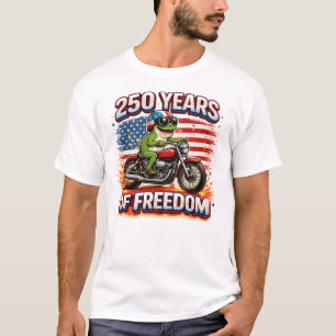 250 Years Of Freedom Patriotic Frog Biker USA T-Shirt