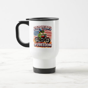 250 Years Of Freedom Patriotic Frog Biker USA Travel Mug