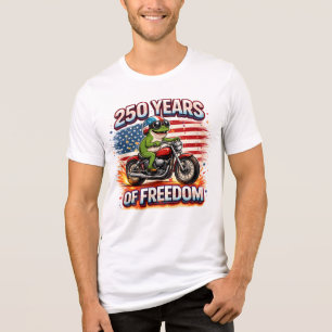 250 Years Of Freedom Patriotic Frog Biker USA Tri-Blend Shirt