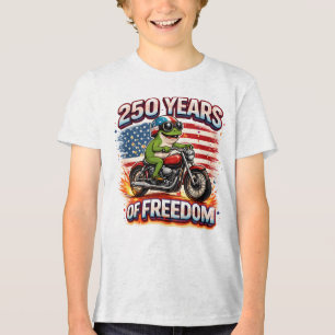 250 Years Of Freedom Patriotic Frog Biker USA Tri-Blend Shirt