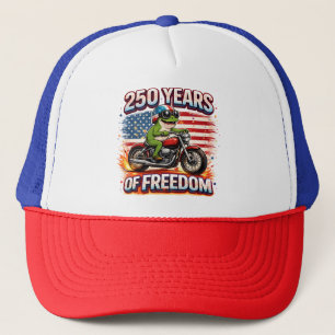 250 Years Of Freedom Patriotic Frog Biker USA Trucker Hat
