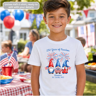 250 Years of Freedom Patriotic Gnomes Kids T-Shirt