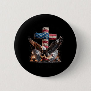 250 Years of Freedom with Cross 1776-2026 USA 6 Cm Round Badge