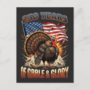 250 Years of Gobble & Glory Turkey Art Holiday Postcard